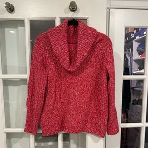 Madewell Marled Red Cowl Neck Sweater